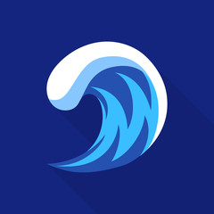 Sea wave icon. Flat illustration of sea wave vector icon for web