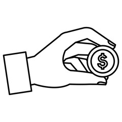 hand with coin money isolated icon vector illustration design