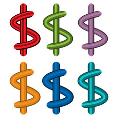 Colorful dollar set icons. Flat design.