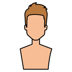 young man shirtless avatar character vector illustration design