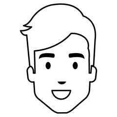 young man head avatar character vector illustration design