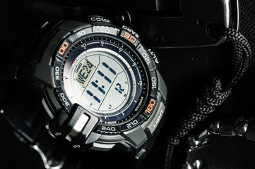 black digital watch