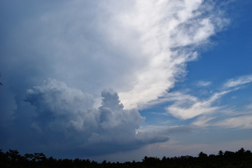Gray cloud hunk formations on tropical sky , Nimbus moving , Abstract background from natural...