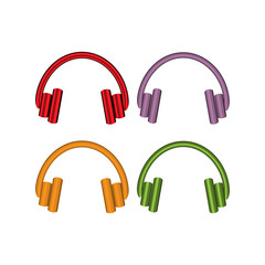 Colorful headphone set icons, flat design