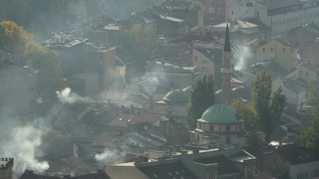 Tzar's Mosque and smoldering chimneys 