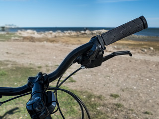 View thru bike handlebar on beech