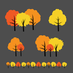 Collection of small cute modern cartoon tree