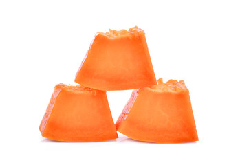 sliced ripe papaya isolated on white background
