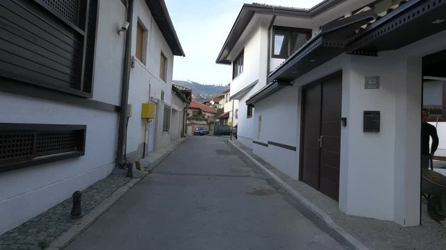 Street with white houses
