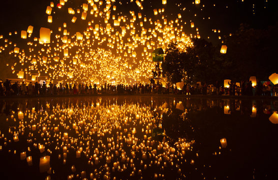 Most famouse event YIPENG festival in Chiangmai, Thailand.