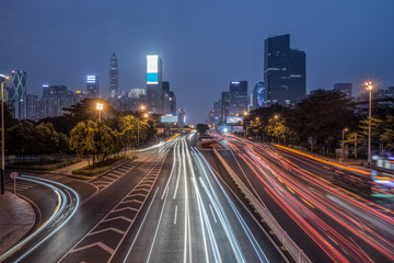 Obraz na płótnie Canvas urban traffic with cityscape in city of China.