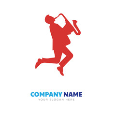 Fototapeta na wymiar saxophone player company logo design