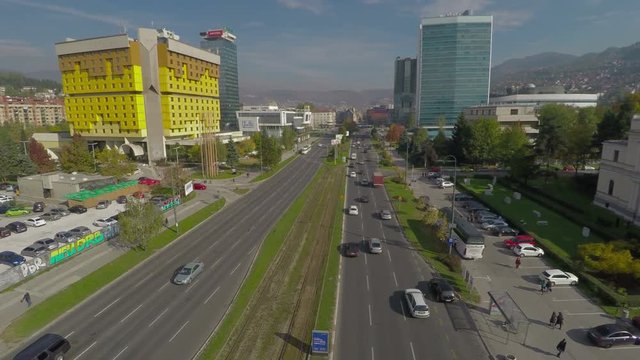 Aerial of Zmaja od Bosne boulevard