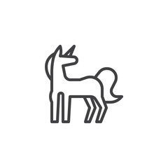 Unicorn outline icon. linear style sign for mobile concept and web design. Magic Cute unicorn simple line vector icon. Symbol, logo illustration. Pixel perfect vector graphics