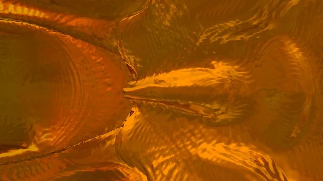 Animated a lot of realistic pure maple syrup pouring and splashing filling up whole container against green background and from top view. 
