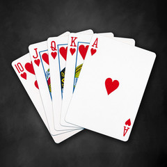 A royal straight flush playing cards poker