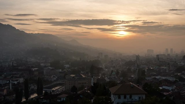 Timelapse of Sarajevo at sunset