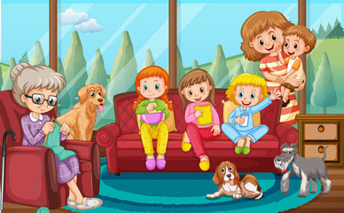 Obraz na płótnie Canvas A Happy Family in Living Room