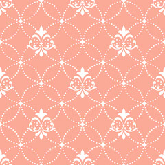 Wallpaper in the style of Baroque. A seamless vector background. White and pink floral ornament. Graphic pattern for fabric, wallpaper, packaging. Ornate Damask flower ornament © ELENA