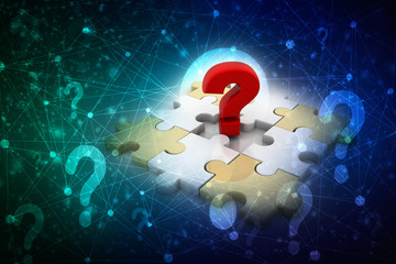 3d rendering Puzzle with question mark