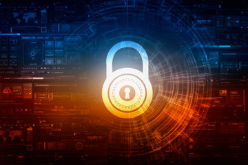 2d illustration Safety concept: Closed Padlock on digital background