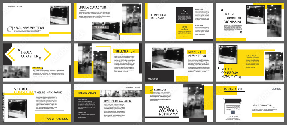 Poster yellow element for slide infographic on background. presentation template. use for business annual r