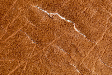 Brown leather material with cracks as background