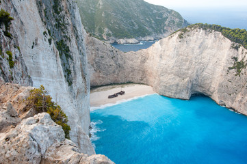 Fototapeta premium Shipwreck panorama cliff in Zakynthos Greece