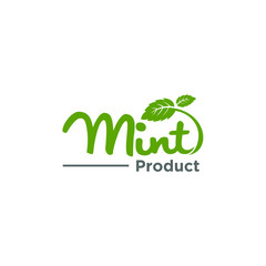 mint leaves vector, organic logo concept template illustration