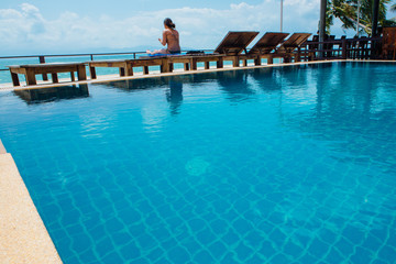 Swimming pool with sea view.