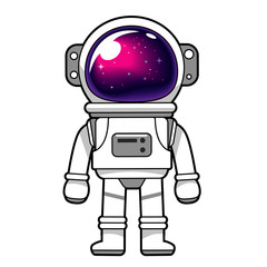 Vector astronaut character with the galaxy reflected on helmet glass