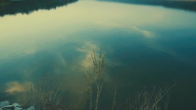 Landscape of beautiful after sunset sky over river