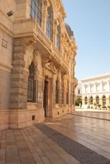 Fototapeta na wymiar Street with medieval building in baroque style. Travel in Europe.Spain streets.