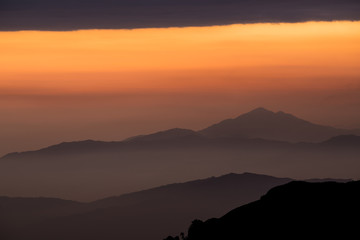 mountain layer during chage of light from nuture