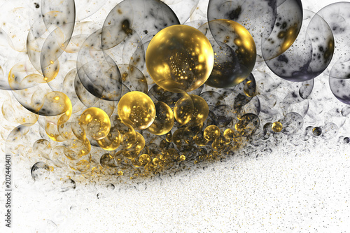 Abstract Chaotic Glittering Gold Bubbles Fantasy Fractal