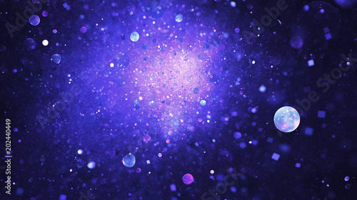 Abstract Chaotic Glittering Blue And Violet Bubbles Fantasy
