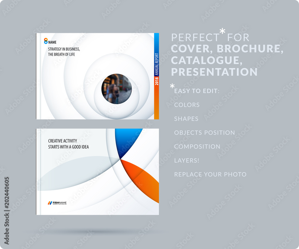 Poster paper-cut design soft presentation template with colourful circles shadows. abstract vector set of m