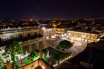 Fototapeta na wymiar Night view of Catania from Church of the Badia di Sant'Agata, Sicily, Italy