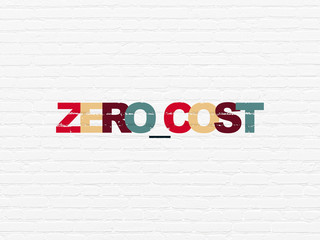 Finance concept: Painted multicolor text Zero cost on White Brick wall background