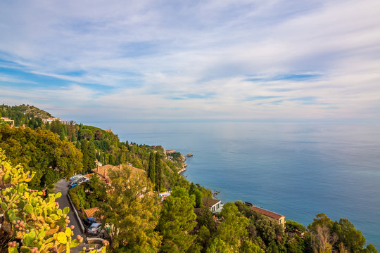 Panorama of green coast of Sicily, Italy