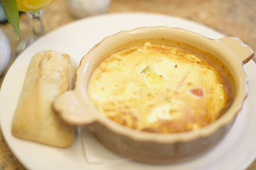 omelette in a ceramic plate for breakfast