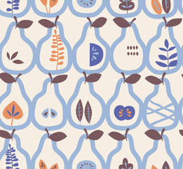 seamless pattern with pears and leaves - 202442611
