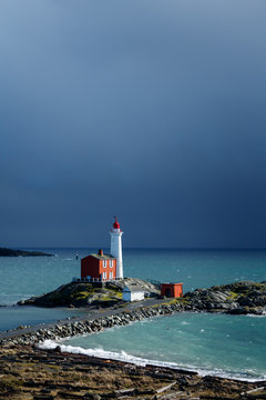 Lighthouse and Stormy Skies. Fisguard Lighthouse, Victoria BC