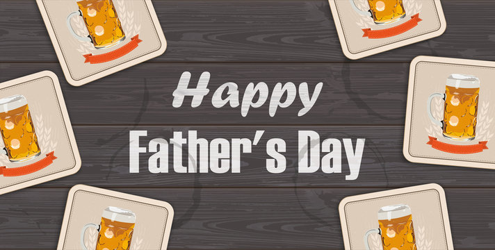 Dark Wooden Background Beer Fathers Day
