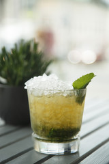 Classic mint julep cocktail, outdoors