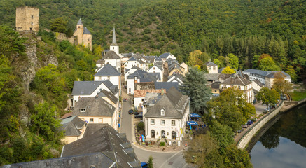 Scenic view of Esch sur sure town in Luxembourg in summer