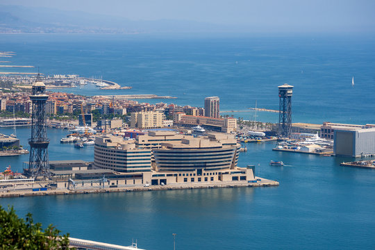 Aerial View of the Port of Barcelona - Spain