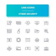 Line icons set. Cyber Security 
