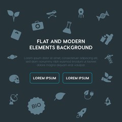 health, science, nature fill vector icons and elements background concept on dark background.Multipurpose use on websites, presentations, brochures and more