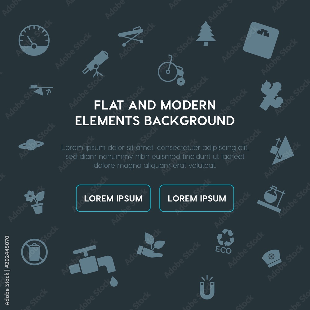Poster health, science, nature fill vector icons and elements background concept on dark background.multipu